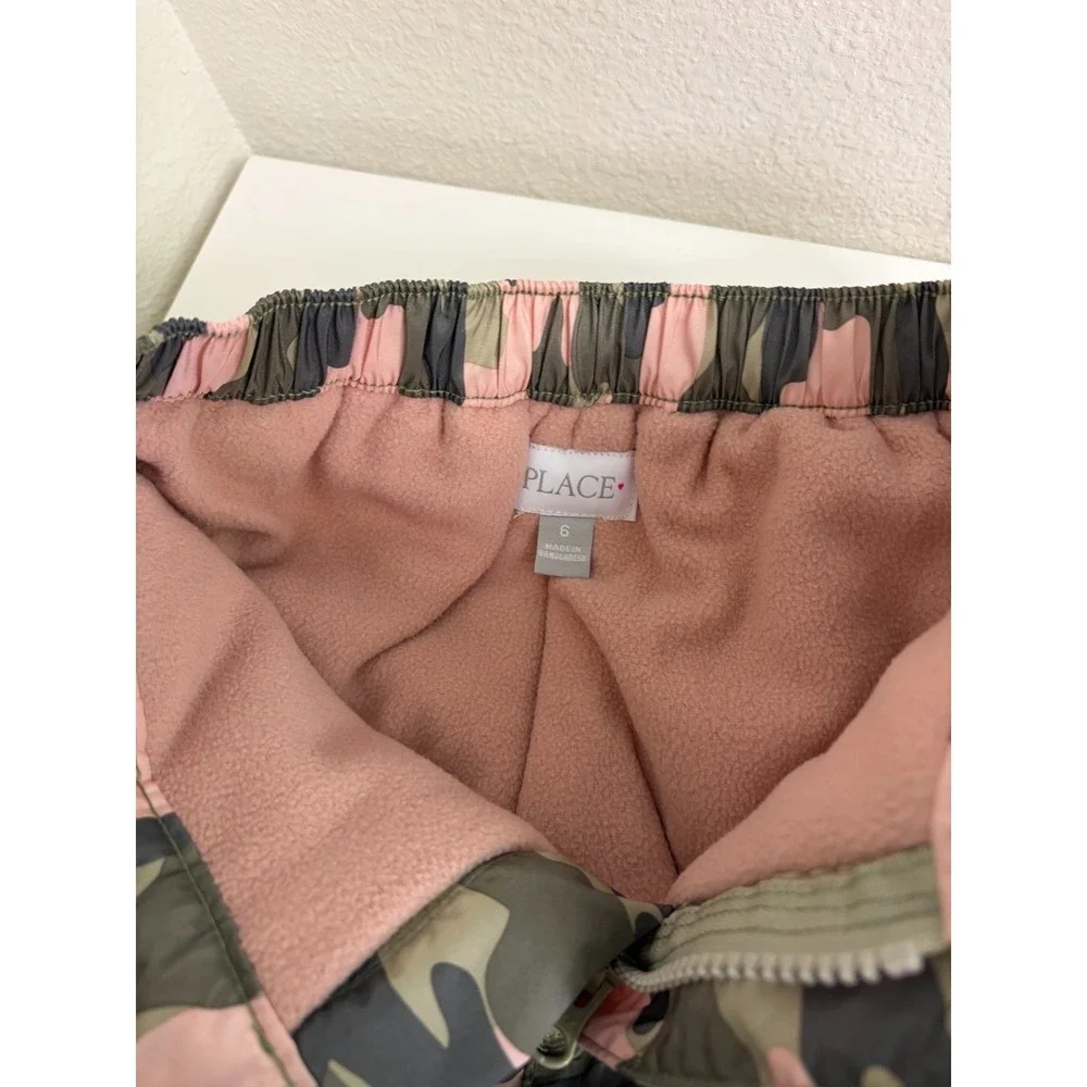 The Children's Place Girl's Ski Jacket Snow Pants Small 5/6 Pink Camo Set